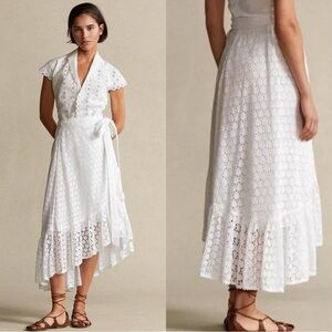 Polo Ralph Lauren Eyelet Wrap Skirt White NWT Sz 8